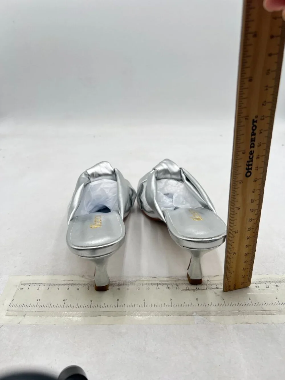 Wansseny Silver Open Square Toe Mid Heel Mules Slip On Ladies Summer Sandals